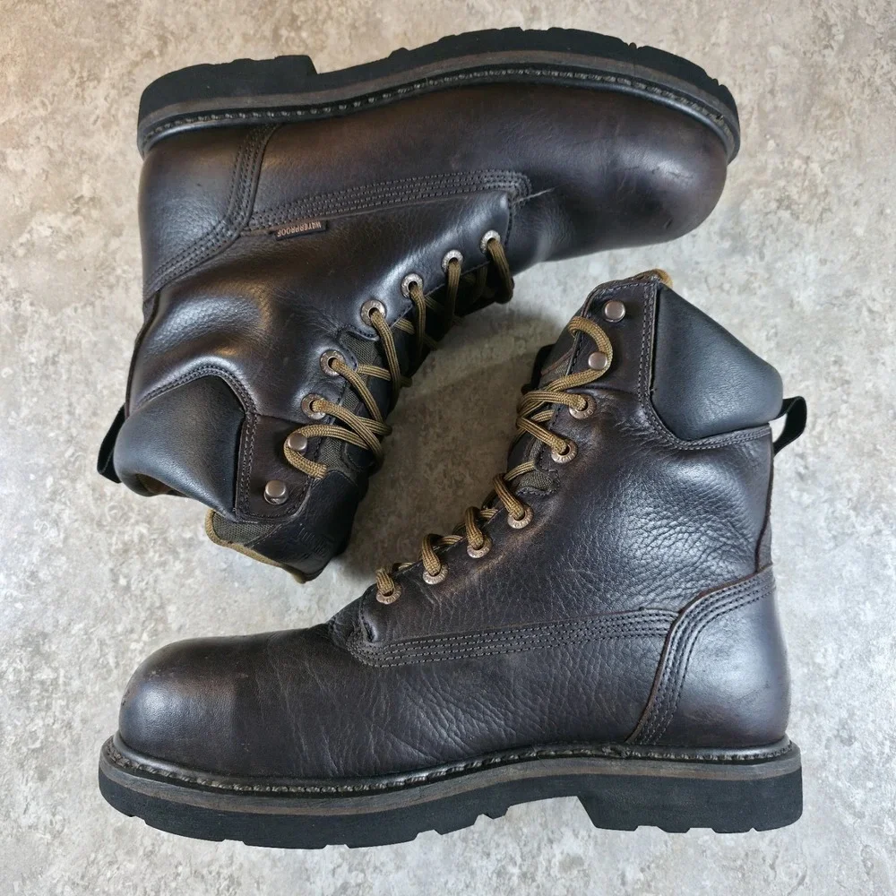 Schmidt Workwear Mens Boots Leather Steel Toe Brown Boots Size 10.5 W Waterproof